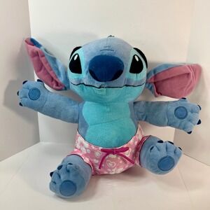 Disney Stitch Plush Blue Alien Pink Tropical Heart Swim Trunks Just Play 11 Inch
